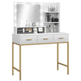 thumbnail image 1 of HOMCOM Vanity Table, Makeup Table with LED Mirror and Storage, White, 1 of 10