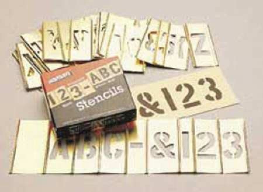 Stencil Per Numeri E Lettere In Ottone CH Hanson 10073 - Set Da 45 Pezzi, Altezza 7.6 Cm