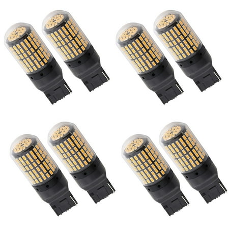 

8X 7440 Canbus Super Bright Error Free LED Bulb T20 W21W 144 SMD Amber for Reverse Tail Turn Signal Light