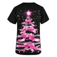 thumbnail image 4 of Women Christmas Scrub Tops Stretchy V-Neck Short Sleeve Cute Print Working Uniform Pull-On Tops with Pockets, XXL, 4 of 5