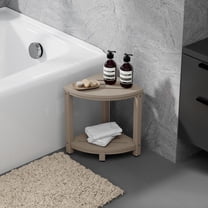 WestinTrends Sage HDPE Plastic Waterproof Shower Corner Bench, Weathered Wood