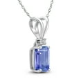 thumbnail image 2 of SZUL Women's 14K White Gold 6x4MM Emerald Shaped Tanzanite and Diamond Pendant, 2 of 5