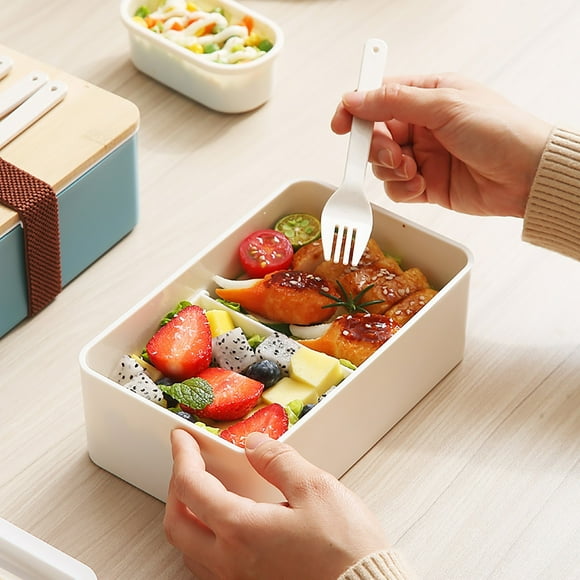 1PC Lunch Box Wooden Box For Microwave Double Layer Lunch Box Portable Box Box Blue