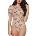 thumbnail image 1 of Fotbe Roosters In Floral Body de Mujer con Cuello Redondo y Mangas Cortas, Sin Mangas Ajustado, Suave, Cómodo y Básico-X-Large, 1 of 7