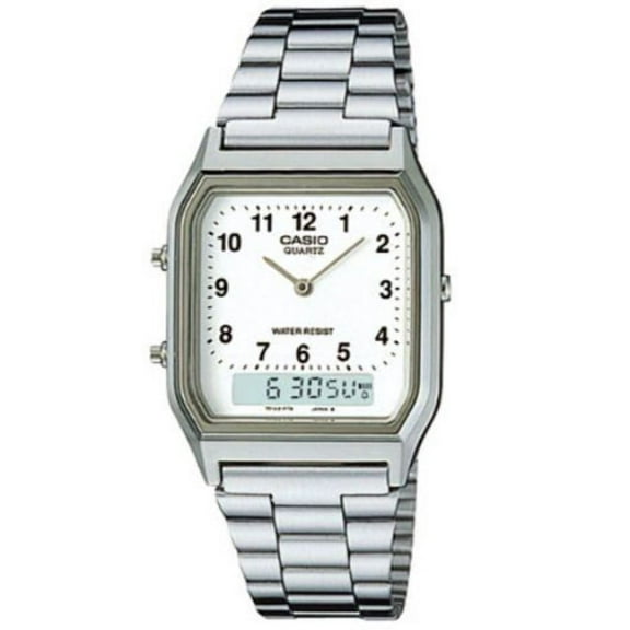 Casio Men's Classic Stainless Steel Analog Watch Quartz Mineral Crystal AQ-230A-7B