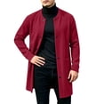 thumbnail image 5 of ZACPNCV Men's Long Cardigan Coat Solid Color Collarless Coat Open Front Button Down Jacket with Pockets Casual Slim Fit Winter Overcoat, 5 of 7