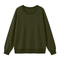 thumbnail image 4 of ClodeEU Women's Crew Neck Long Sleeve Sweatshirt,Casual Loose Fit Pullover Top Army Green,Women's Plus L, 4 of 9