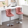 thumbnail image 5 of Holaki Set Of 2, Modern Classic Swivel Velvet Barstools, 25-33 Inch Adjusatble Seat Height, Upholstered Chrome Base Bar Stools With Backs Tufted, For Home Pub, Living Room, Kitchen(Silver Base+Pink), 5 of 8