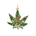 thumbnail image 2 of Green and Yellow Cannabis Leaf Christmas Ornaments 3.75", 2 of 2
