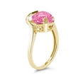 thumbnail image 2 of SZUL Women's Heart Shaped Pink Topaz and Diamond Curve Ring in 14K Yellow Gold, 2 of 3