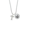 thumbnail image 2 of Delight Jewelry Silvertone Crystal Initial - T - Silvertone Script Initial Disc - U - Charm Necklace, 20"+3", 2 of 4