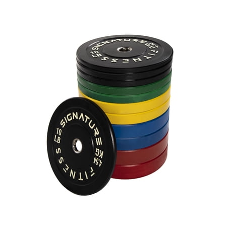 Signature Fitness 2 In. Olympic Bumper Plate Weight Plates with Steel Hub - 100% Virgin Rubber