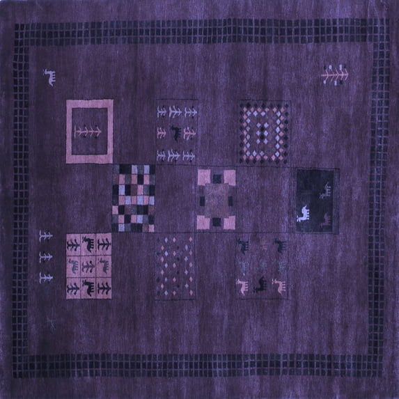 Ahgly Company Indoor Square Abstract Blue Contemporary Area Rugs, 8' Square