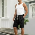 thumbnail image 5 of Puztloy Mens Casual Shorts Elastic Waist Ripped Drawstring Shorts Summer Beach Shorts with Pockets, Black, 5 of 7