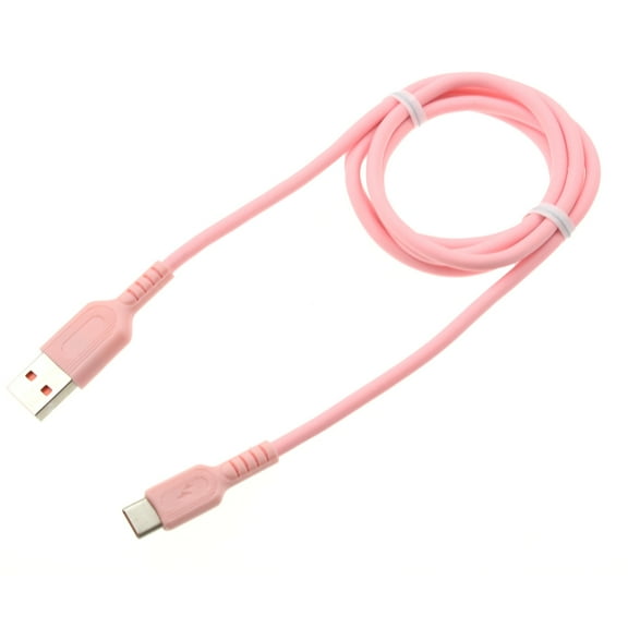 Pink 3ft USB-C Cable for REVVL V Plus 5G Phone - Charger Cord Power Wire Type-C Fast Charge Sync High Speed Compatible With T-Mobile REVVL V Plus 5G
