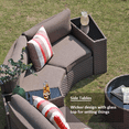thumbnail image 2 of Outdoor Patio Furniture Set, Outdoor Sectional Half-Moon Curved Sofa, Round Coffee Table, 4 Pillows & Waterproof Cover, Taupe Cushion, 7-Piece, 2 of 6