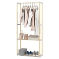 thumbnail image 1 of GETHFSA Pine Wood Clothes Rack with 2-Tier Open Storage Shelves, Freestanding Wooden Garment Rack for Bedroom, Closet, Wardrobe, Natural, 1 of 9