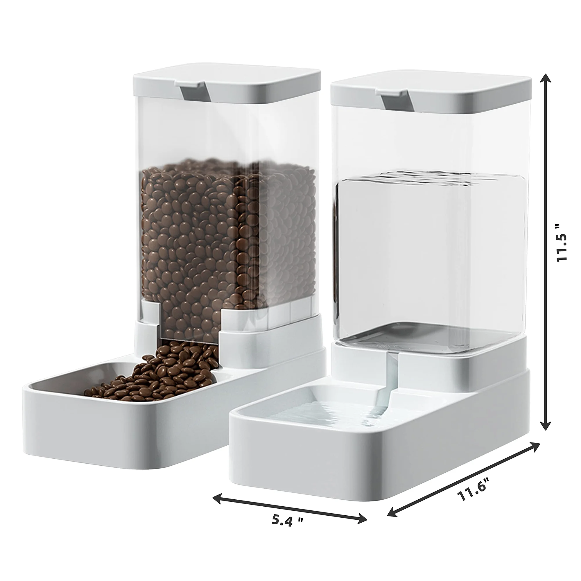 Gravity Automatic Cat Feeder & Water Dispenser Set, 3.3L Large Capacity - Includes Pet Food Bowl, Dog/Cat/Puppy/Kitten Waterer, White
