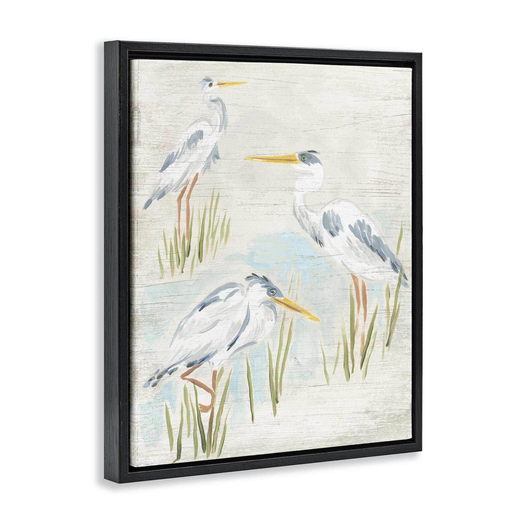 Stupell Industries Rustic Lake Birds Animals & Insects Painting Black Floater Framed Canvas Art Print Wall Art, 17 x 21