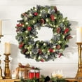 thumbnail image 3 of Christmas Decoration Savings! Dvkptbk Artificial Christmas Wreath, Green, White Lights, Decorated With Pines Cones, Berry Clusters, Frosted Branches, Christmas Collection 17.71×17.71In, 3 of 7
