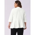 thumbnail image 4 of DARING DIVA Women's Plus Ruffle V Neck Business Button Ruched Blazer White 1X, 4 of 6