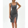 thumbnail image 6 of sicmoss Women's Grey Sleeveless Bodycon Denim Dress Midi Side Slit, 6 of 7