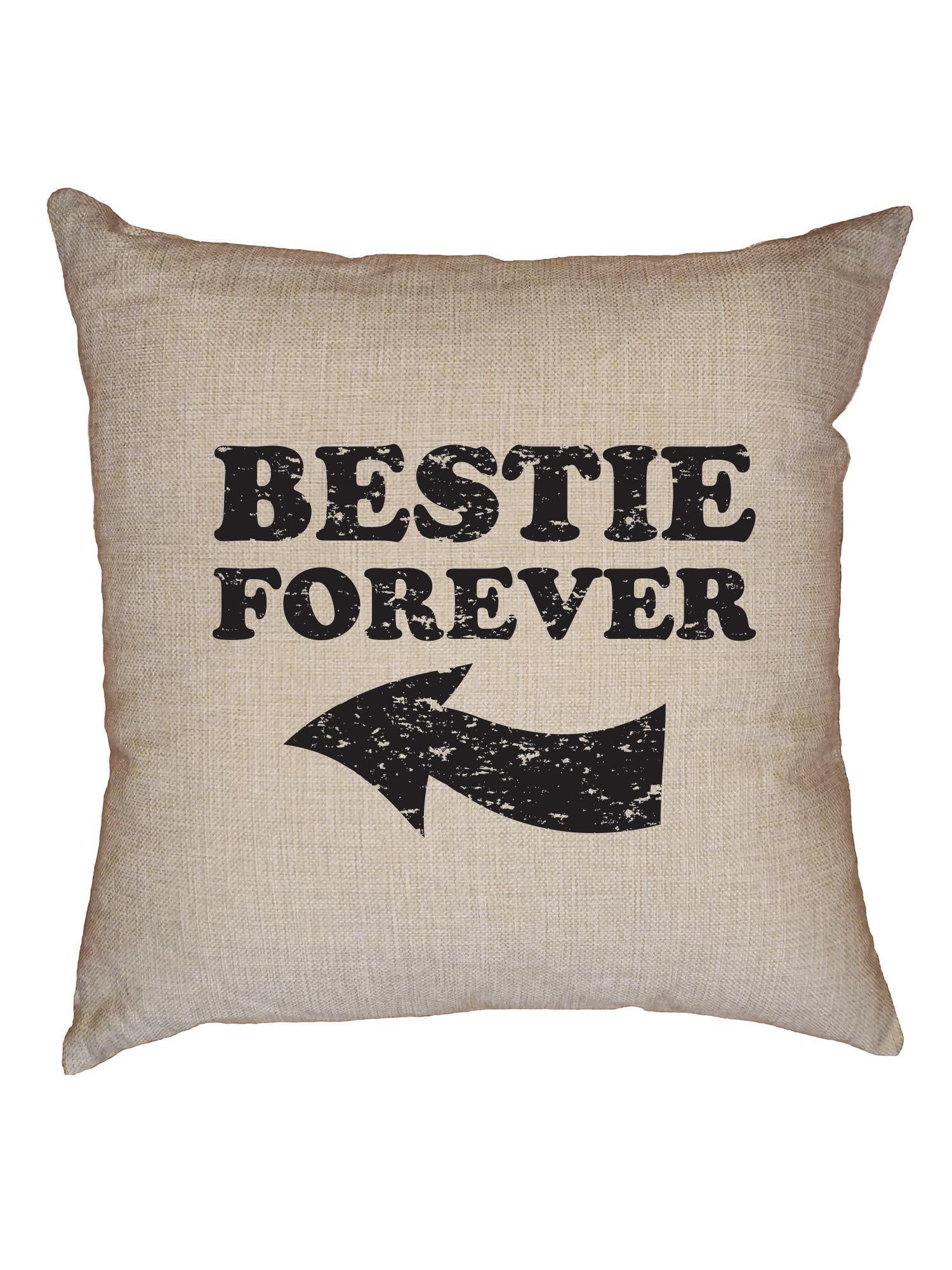 Bestie Forever Best Friend Large Graphic Decorative Linen Throw Cushion Pillow Case with Insert