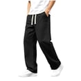 thumbnail image 2 of Men's Regular Fit Straight Leg Baggy Jeans Drawstring Elastic Waist Loose Fit Y2K Denim Pants with Pocket Pull On Denim Pants, 2 of 5