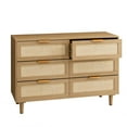 thumbnail image 7 of Huloretions Rattan Dresser 6 Drawer Dresser,Dresser Chest with Drawers Modern Organizer Dresser Wood Storage Chest for Bedroom 43.31 x 15.75 x 29.45 inches, 7 of 7