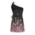 thumbnail image 4 of HKEJIAOI Floral Dress pour Femmes Rabais Liquidation Robes Décontractées Women's Été Imprimé une Épaule Sans Manches Cravate Fête Dress Imprimé Floral Mini Dress Rose, 4 of 5