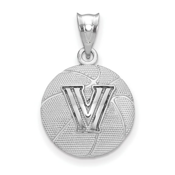 Sterling Silver LogoArt Villanova University Letter V Basketball Pendant Charm