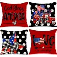 thumbnail image 1 of Fundas de almohada decorativas para el 4 de julio, 18 x 18, juego de 4, lunares, estrellas y rayas, fundas de almohada para camión, almohadas patrióticas, conmemorativas de la independencia, 1 of 5