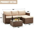 thumbnail image 6 of AVAWING 3PCS Patio Furniture Set, Outdoor Sectional Wicker Rattan Sofa Set for 3 People, Beige, 6 of 8