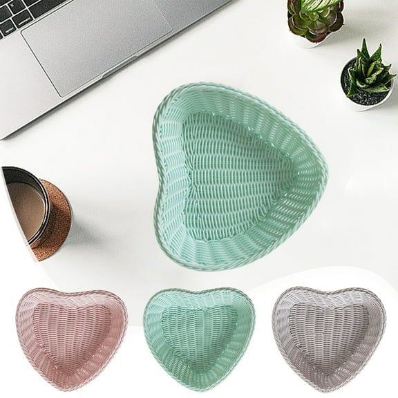 Msgweeeg Baskets Organizer Baskets Heart Shaped Remote Control Wedding Candy Box Plastic Basket Jewellery Desktop Storage Basket Rattan Storage Basket Woven Woven Basket