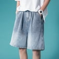 thumbnail image 2 of Jeans for Men Casual Gradient Straight Wide Leg Denim Shorts High Street Trend Loose Daily Wear Mens Jorts Blue M, 2 of 4