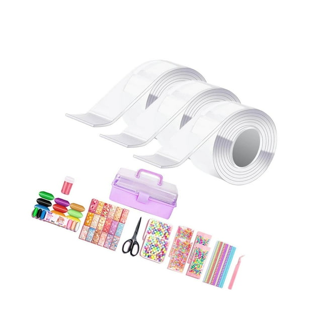 Baohd Ruban Adhésif Double Face Bulles Étanches Bandes Transparentes 5cm avec Boîte de Rangement 3 Pcs Clair