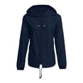 thumbnail image 5 of Lightweight Rain Jacket Women, Yigetop Female Solid Color Hooded Sun Clothing Jacket Lightweight Close Fitting Sports Outdoor Long Sleeve Zipper Jacket Rain Coats for Women Navy S, 5 of 5