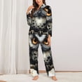 thumbnail image 2 of Yiaed Whimsical Owl On Branch Print Pajamas Women's Long Sleeve Sleepwear Soft Button Down Loungewear Pjs Lounge Set Nightwear Womens Pajama Pants-Medium, 2 of 7