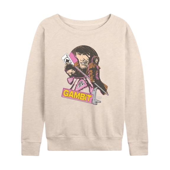 X-Men - Gambit Ragin Cajun Lightweight French Terry Wide Neck Long Sleeve Graphic Shirt