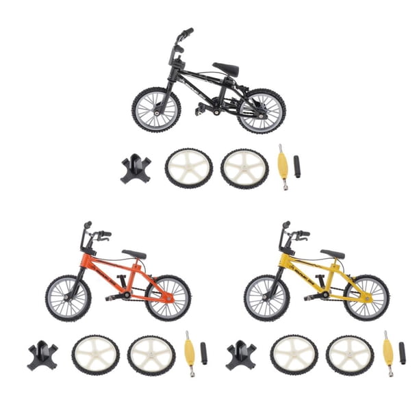 Modelo de Bicicleta de dedos Sunnimix 3 Piezas Negro amarillo Mini bicicletas de dedo de aleación