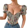 thumbnail image 1 of Chic-Fish Boned Bustier for Women Girls Sexy Backless Tee Tops Female Puff Sleeves T-shirts Summer T-shirt Tops Clubwear Multi L, 1 of 4