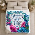 thumbnail image 5 of Wonder Wakes Here Botanical Floral Print Hummingbird Art, Festive Botanical Garden Scene, Warm Flannel Blanket for Sunroom and Reading Nook, Garden Lovers Housewarming Gift, Botanical Home Decor, 5 of 9