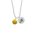 thumbnail image 2 of Delight Jewelry Silvertone Large Tennis Ball Silvertone Script Initial Disc - M - Charm Necklace, 20"+3", 2 of 4