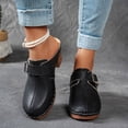 thumbnail image 2 of Rokment Buckles Platform High Heels Clogs Mules Sandals for Women Ladies 2026 Fashion Casual Leather Closed Toe Chunky Block Pumps Dress Slip on Slides Summer Shoes Black Size 6.5, 2 of 7