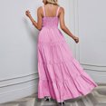thumbnail image 4 of Women's Summer Maxi Dress Casual Boho Sleeveless Smocked Tiered Long Beach Sun Dresses Square Neck Ruffle Flowy Dresses, 4 of 7