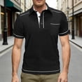 thumbnail image 2 of IWRICH Men's Polo Shirts Short Sleeve T Shirt Lightweight Casual Button up Shirts Summer Collared Tops with Pocket Black XXL, 2 of 7