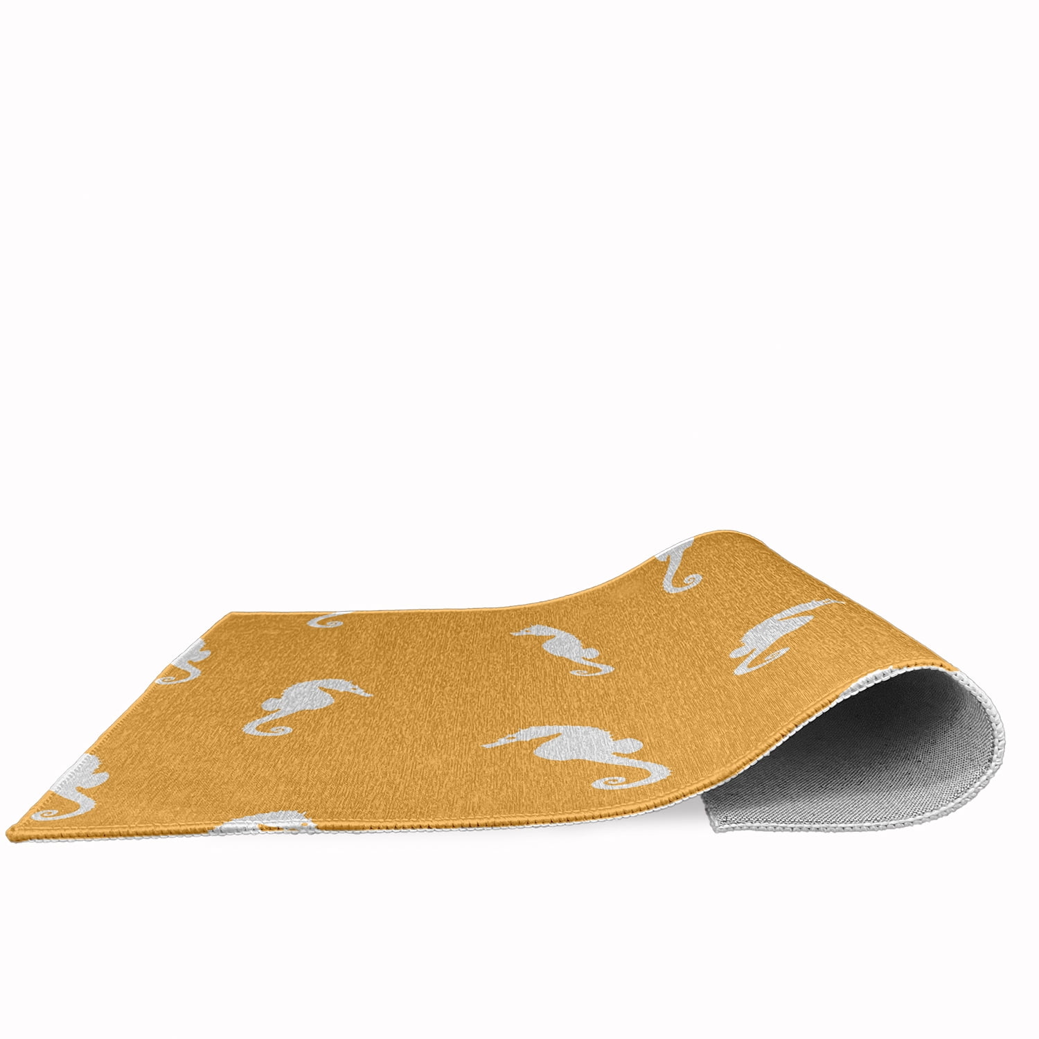 4' x 6' Simply Daisy Sea Horses Beach Style Chenille Area Rug, Egg Yolk Yellow
