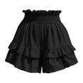 thumbnail image 4 of hoksml Women's 100% Cotton Ruffle Shorts - High Waist Elastic Waistband Tiered Ruffle Hem Casual Summer Shorts, 4 of 6