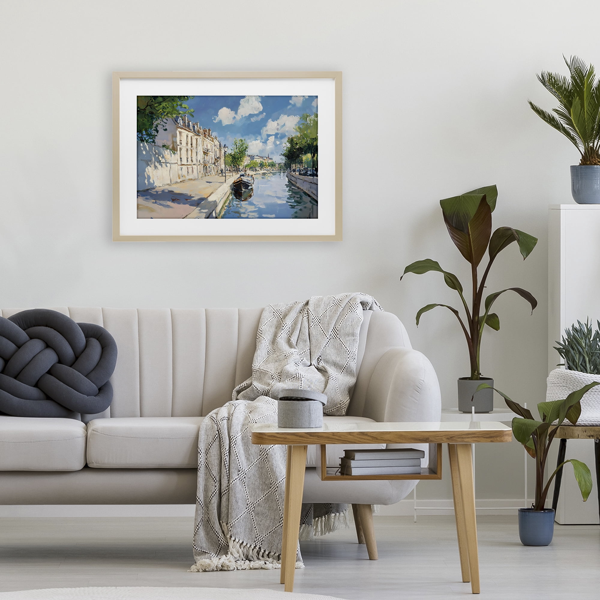 Stupell Industries Boat in Canal Summer Reflection Birch Framed Print Under Glass, design by Creative Studio