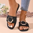 thumbnail image 2 of Eltusu Women Flat Slide Sandals, PU Open Toe Slip On Fashion Summer Shoes Black Size 7, 2 of 6